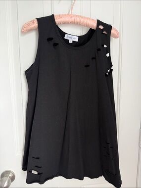 Kell Parker Black Distressed Tank Top